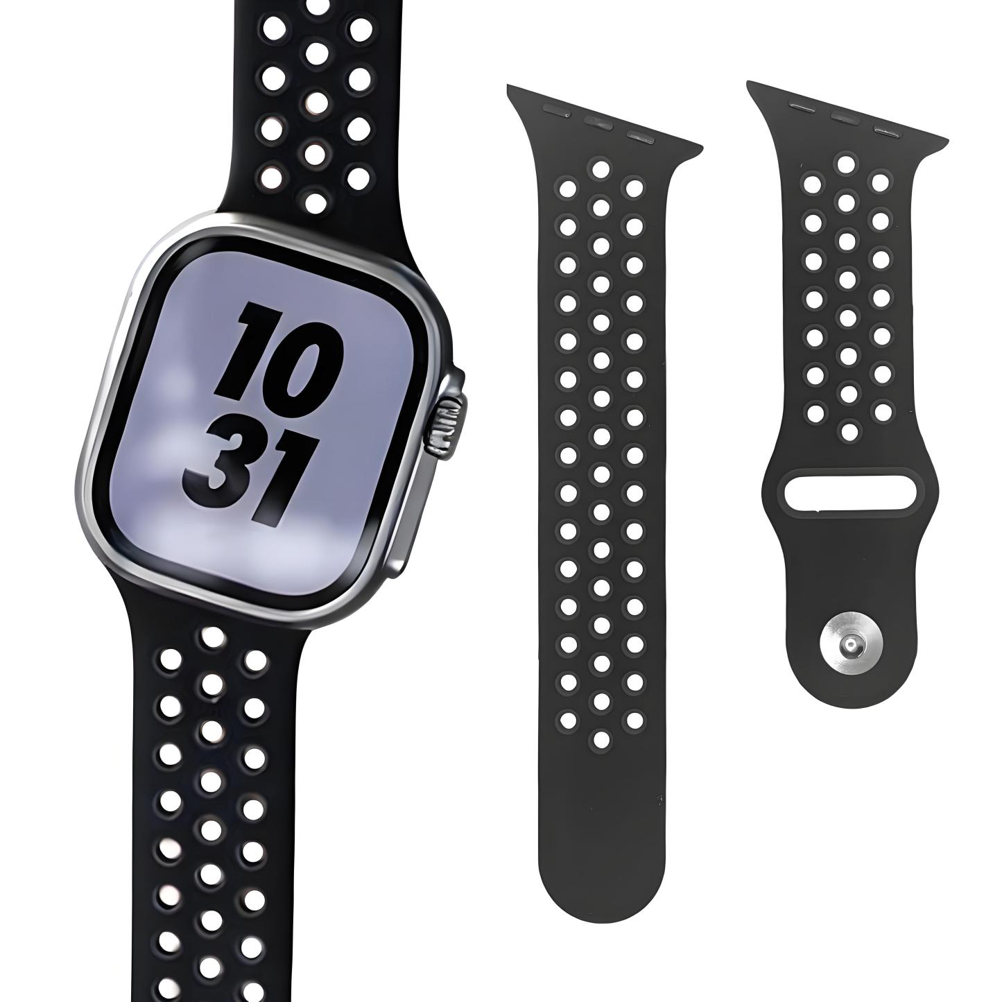 Creative Beveled-Edge Breathable Rubber Sports Watch Band for Apple Watch