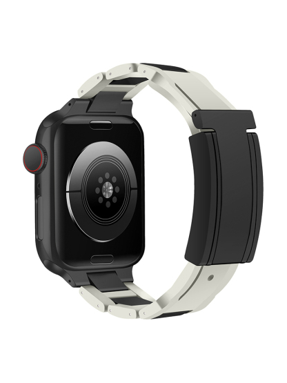 3 Link Two-tone Stainless Steel and Silicone Band