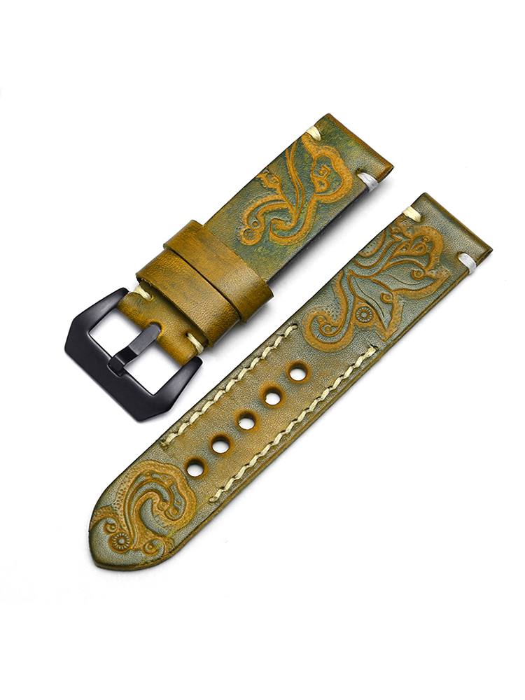 Vintage Engraved Leather Apple Watch Band - Tatanband
