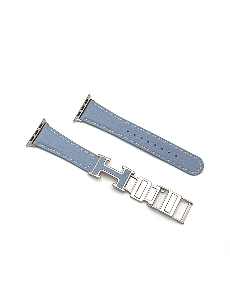 Litchi Pattern H Magnetic Buckle Leather Band