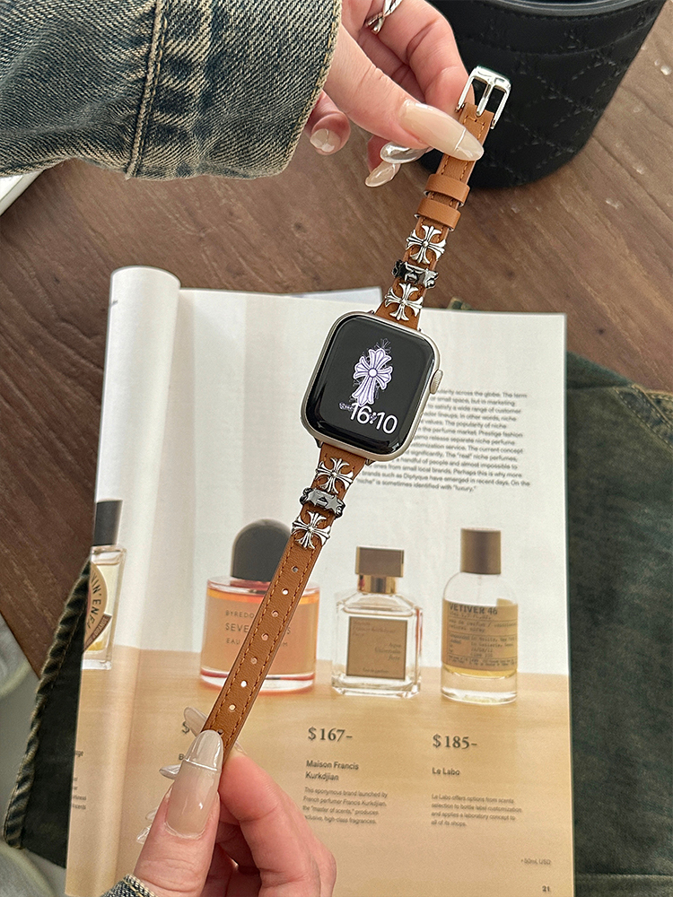 Cross Rivet Slim Leather Band