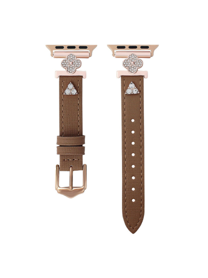 Full Diamond Clover Buckle with Diamond Rivet Leather Band