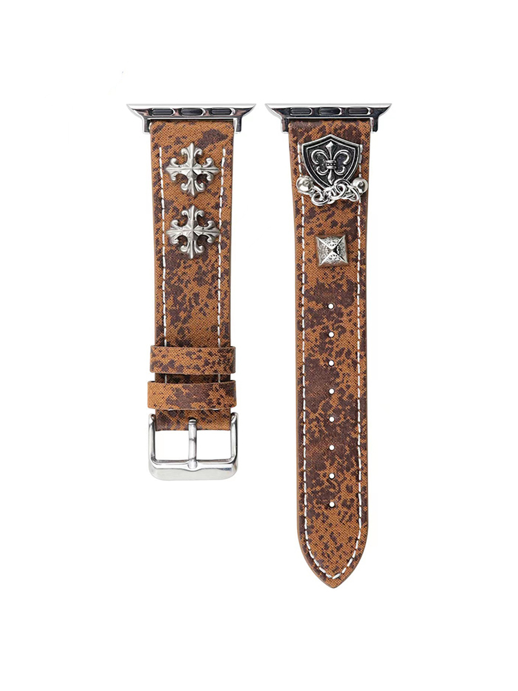 Chrome Hearts Distressed Pattern Leather Apple Watch Band - Tatanband