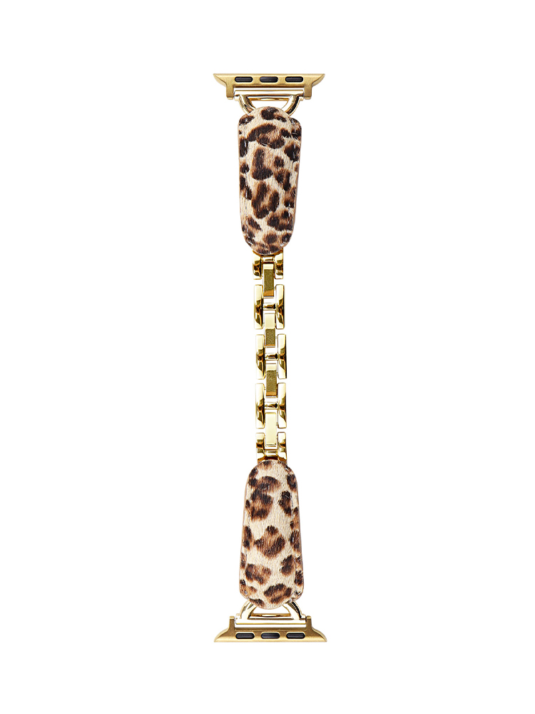 D-shaped Buckle Bracelet Leopard Leather Band