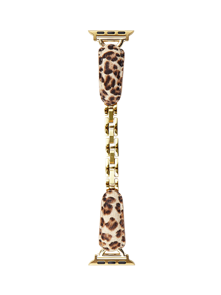D-shaped Buckle Bracelet Leopard Leather Band