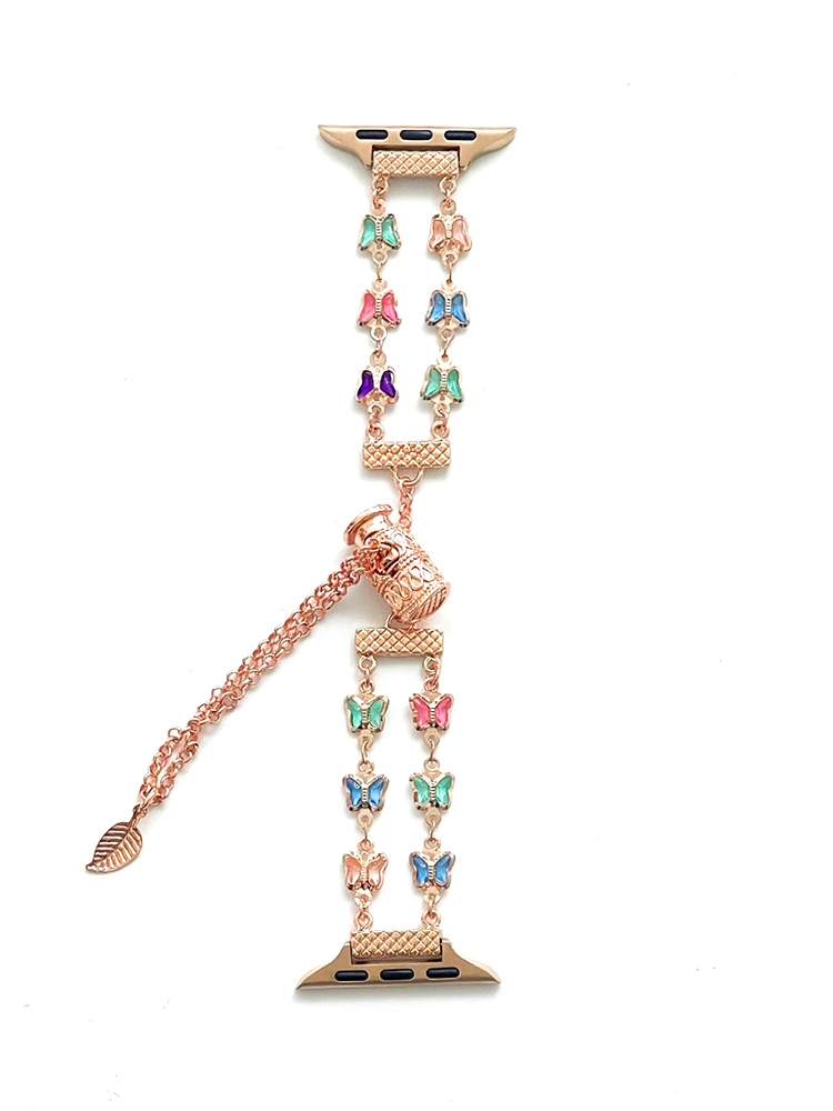 Colorful Square Zircon Stainless Steel Apple Watch Band - Tatanband