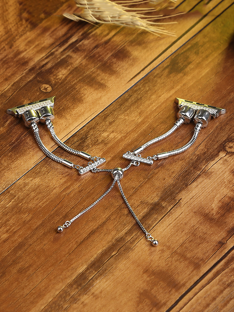 Double Row Beaded Bracelet Stainless Steel Band