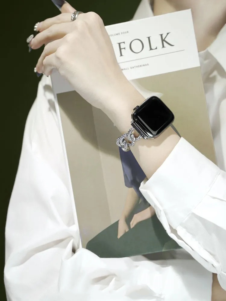 Honeycomb Rhinestone Inlay Stainless Steel Band for Apple Watch