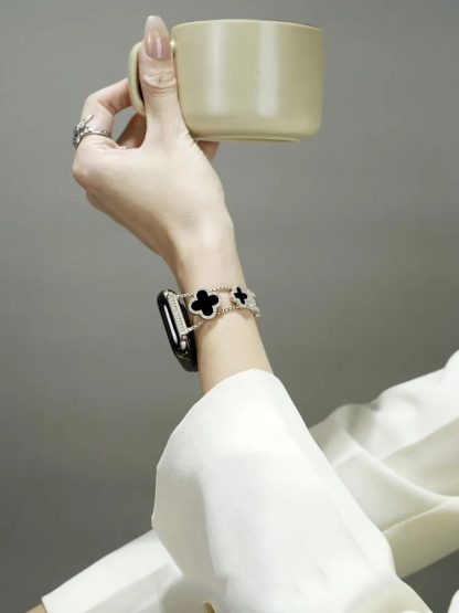 Four-leaf Clover Fritillaria Rhinestone Inlaid Band for Apple Watch