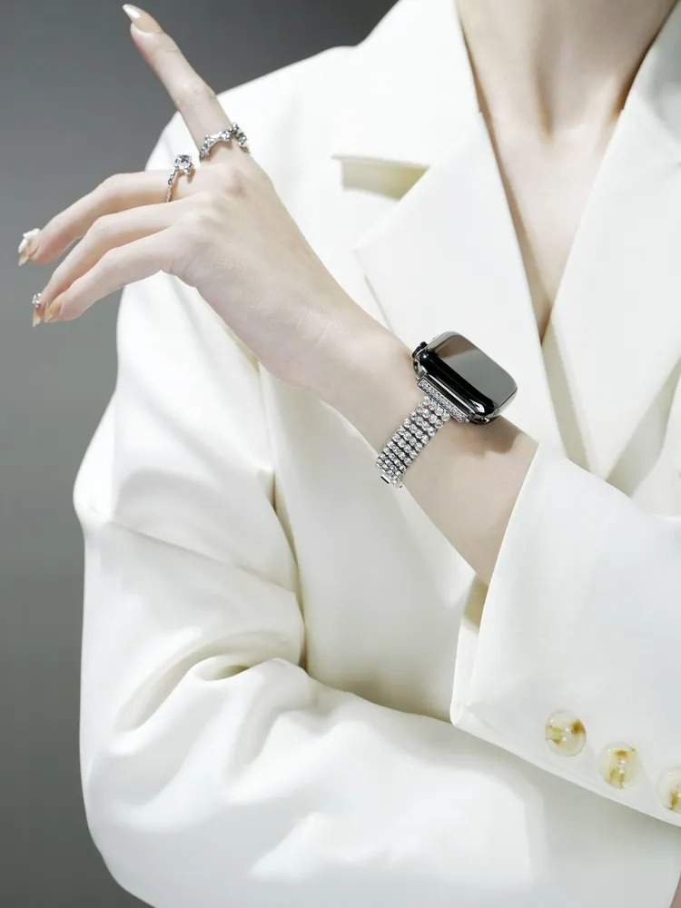 Four-row Chain Rhinestone Inlay Band for Apple Watch