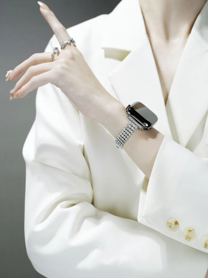 Four-row Chain Rhinestone Inlay Band for Apple Watch