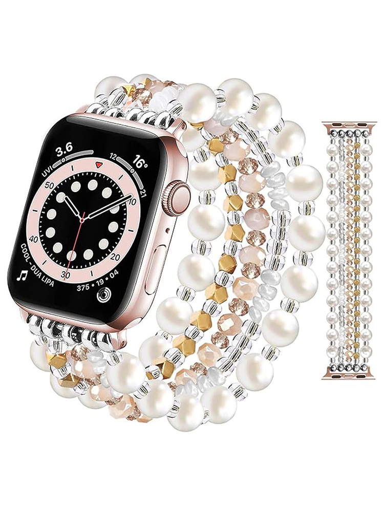 4 Chain Hand-woven Pearls with Natural Stones Apple Watch Band - Tatanband