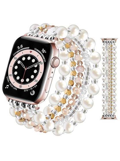 4 Chain Hand-woven Pearls with Natural Stones Band