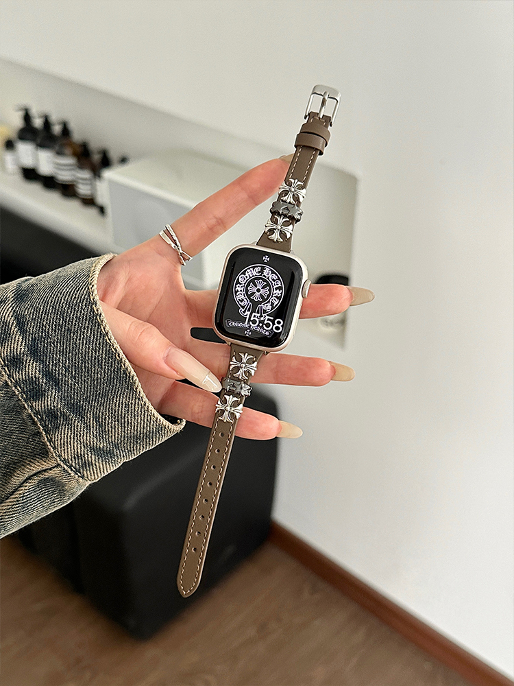 Cross Rivet Slim Leather Band