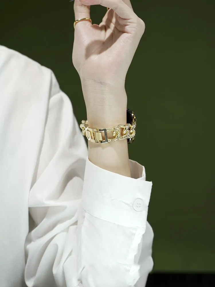 Honeycomb Rhinestone Inlay Stainless Steel Band for Apple Watch