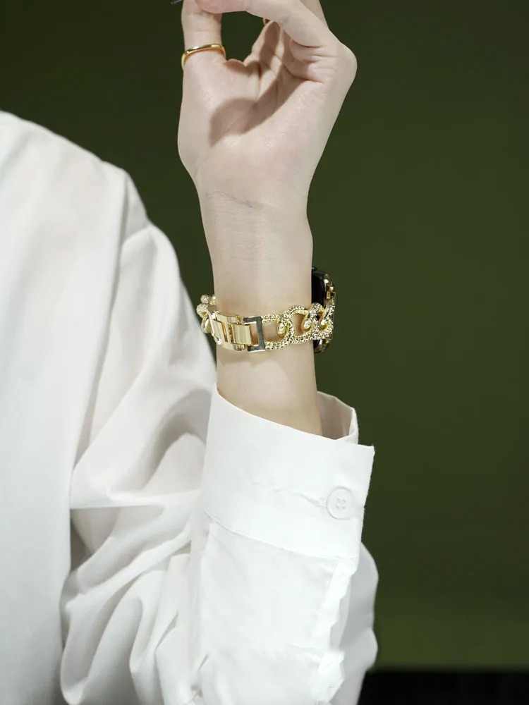 Honeycomb Rhinestone Inlay Stainless Steel Band for Apple Watch