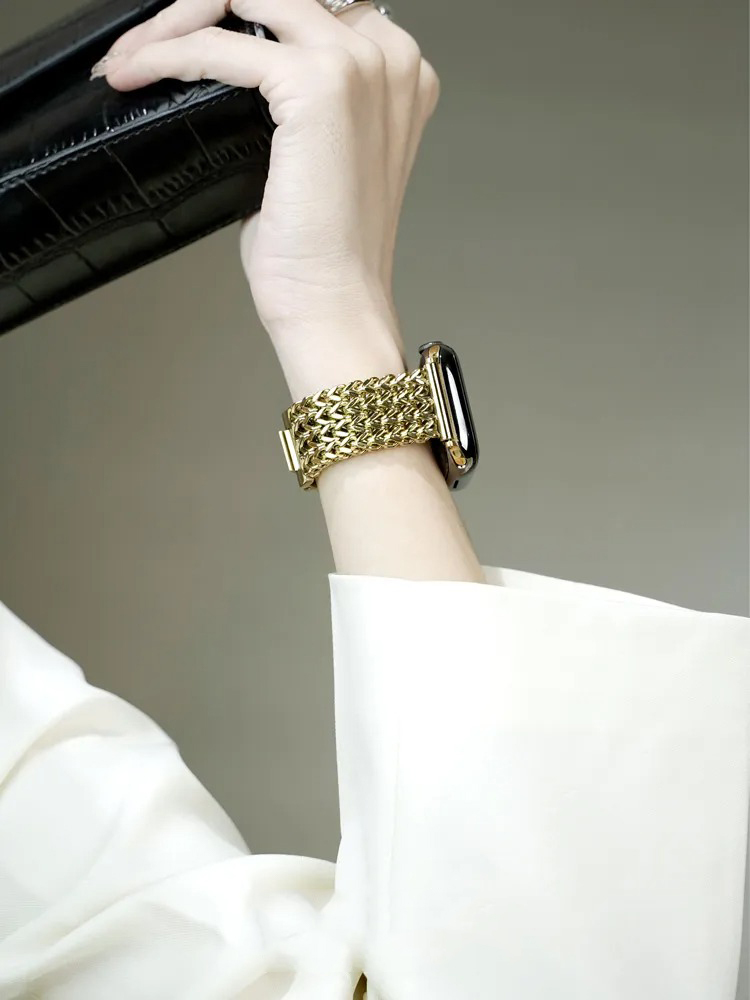 Four-row Chain Braided Stainless Steel Band for Apple Watch