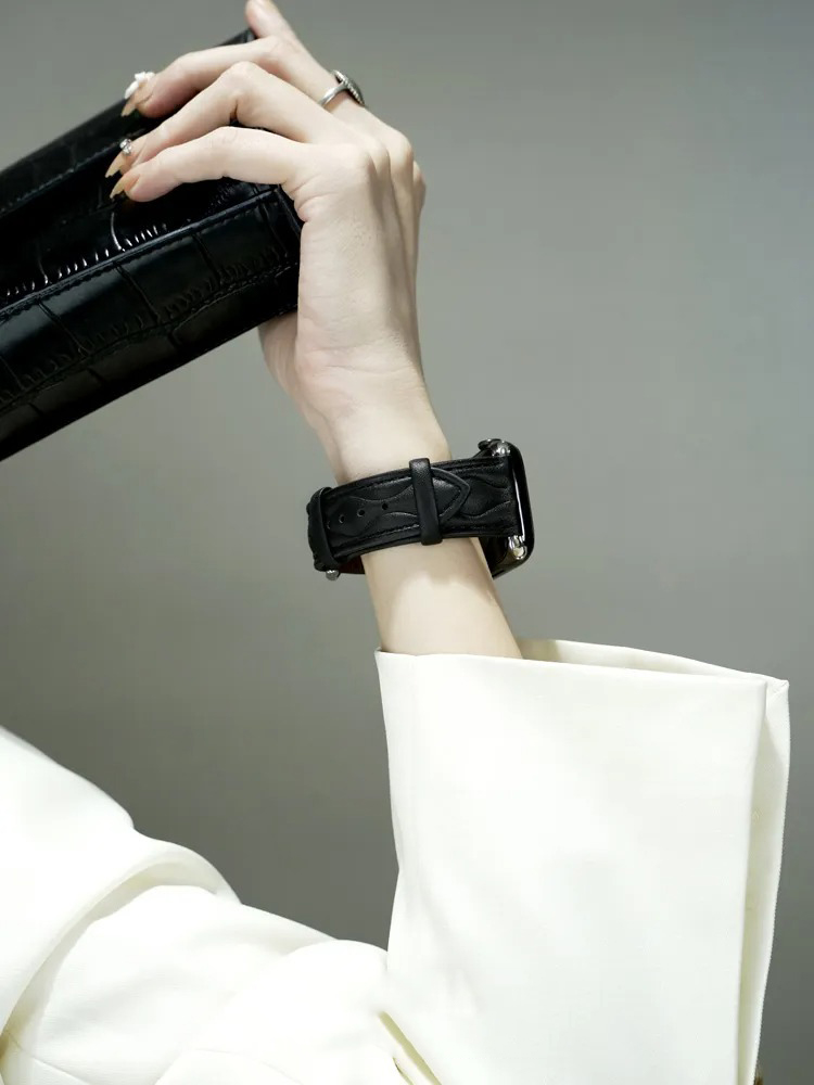 Double Wavy Stripe Leather Band for Apple Watch