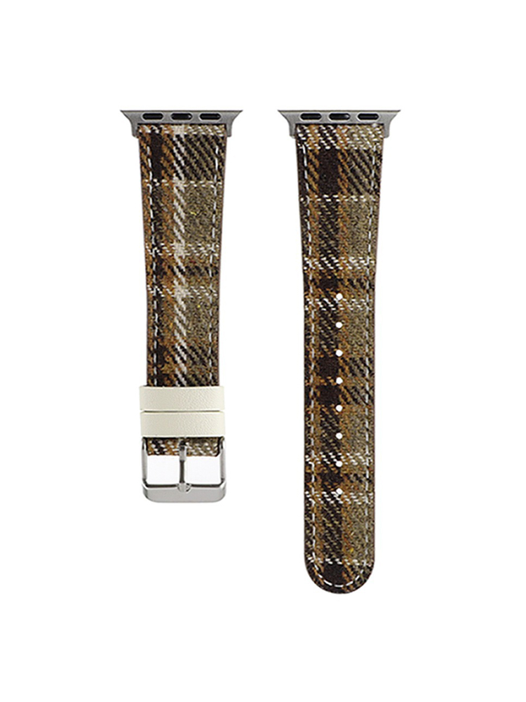 Woolen Plaid Leather Apple Watch Band - Tatanband