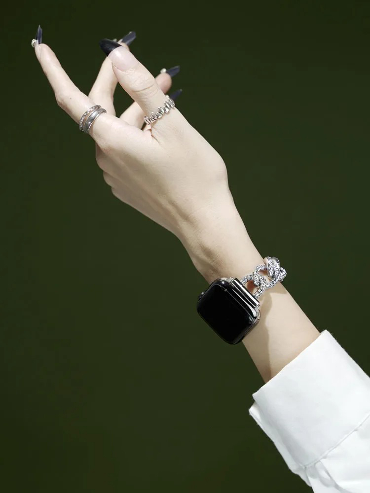 Honeycomb Rhinestone Inlay Stainless Steel Band for Apple Watch