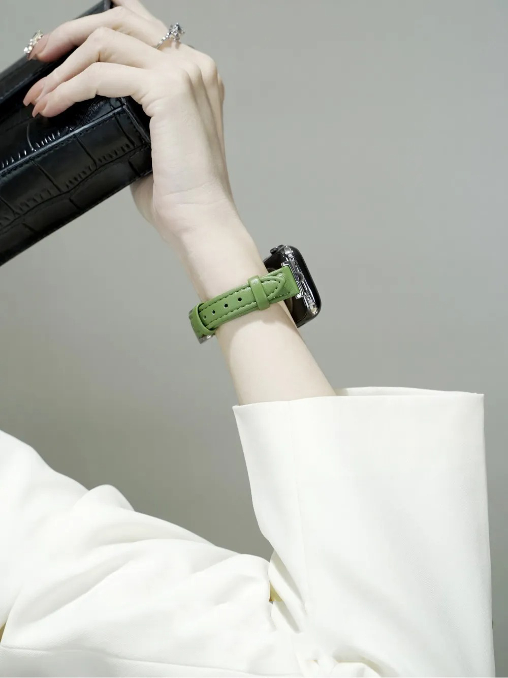 D Shape Buckle Fine Leather Band for Apple Watch