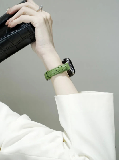 D Shape Buckle Fine Leather Band for Apple Watch