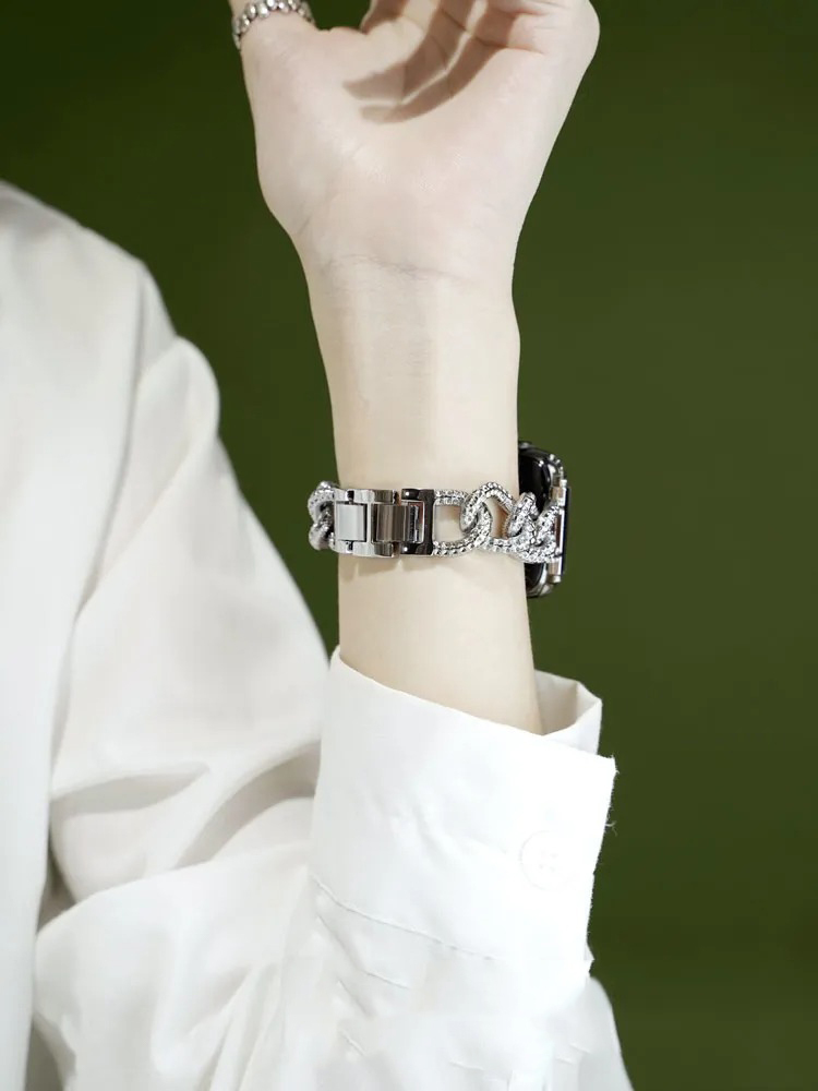 Honeycomb Rhinestone Inlay Stainless Steel Band for Apple Watch