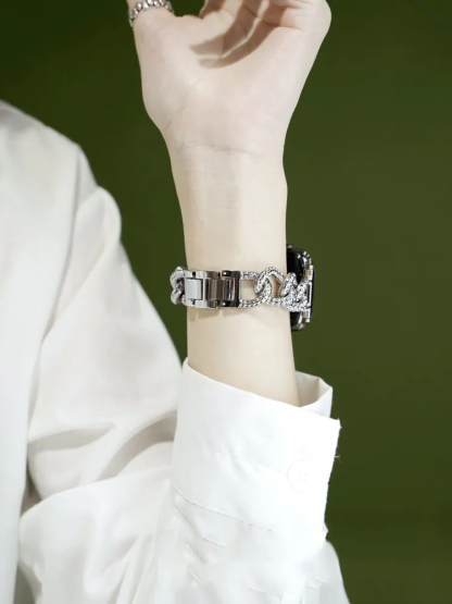 Honeycomb Rhinestone Inlay Stainless Steel Band for Apple Watch