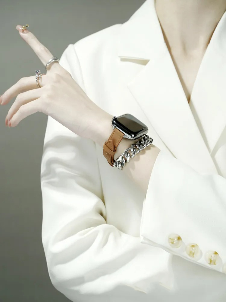 Metal Bracelet and Leather Band for Apple Watch