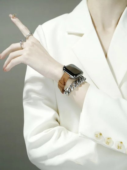 Metal Bracelet and Leather Band for Apple Watch