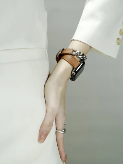 Metal Bracelet and Leather Band for Apple Watch