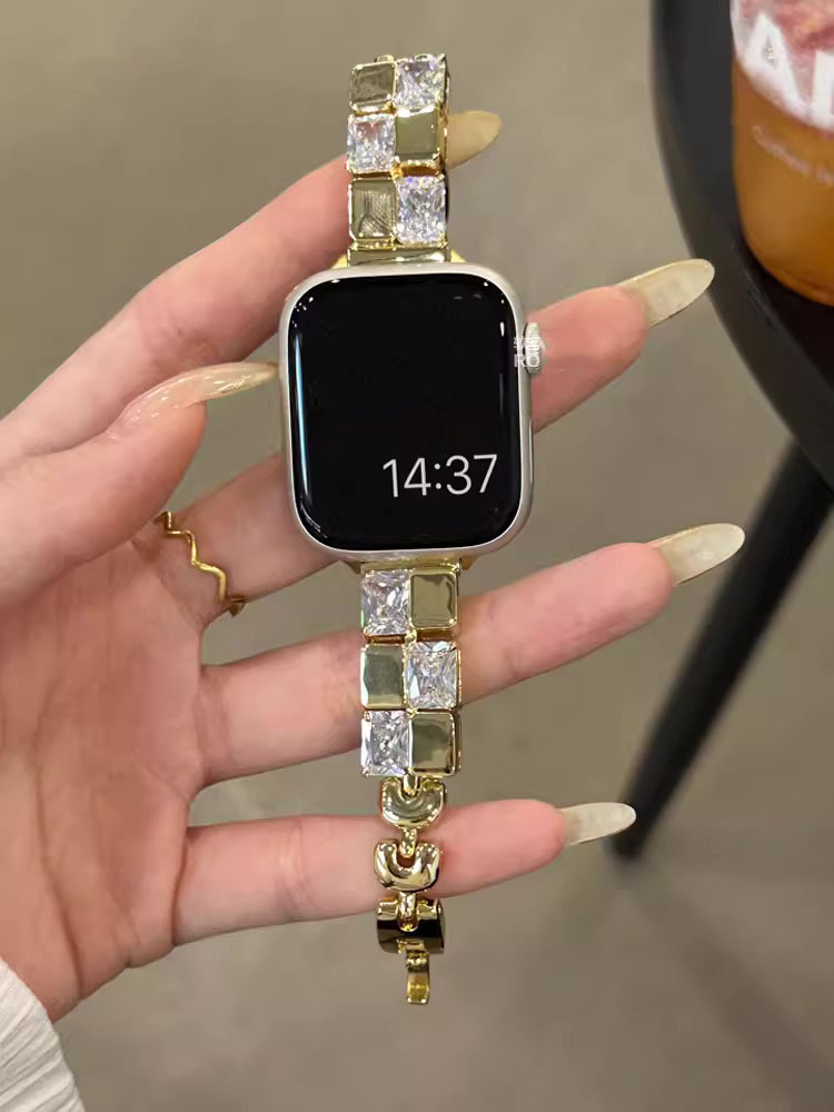 Ice Cube Zircon with Metal Stainless Steel Band-Tatan Band