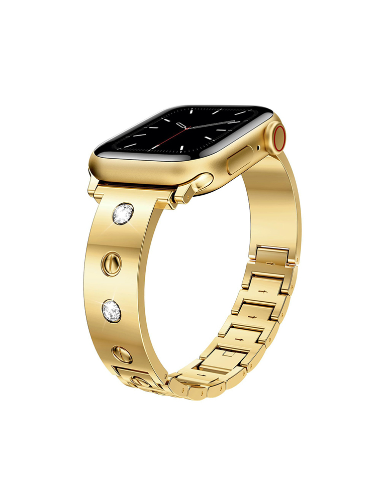 Screw with Rhinestones Bracelet Stainless Steel Band