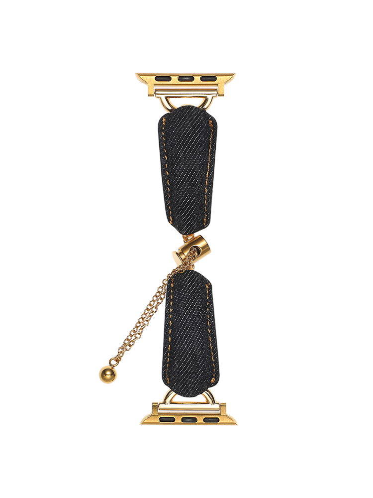 D-shaped Buckle Bracelet Denim Leather Band