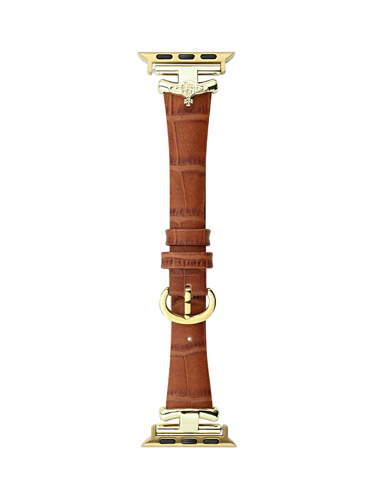 Saturn Buckle Bamboo Pattern Leather Apple Watch Band - Tatanband