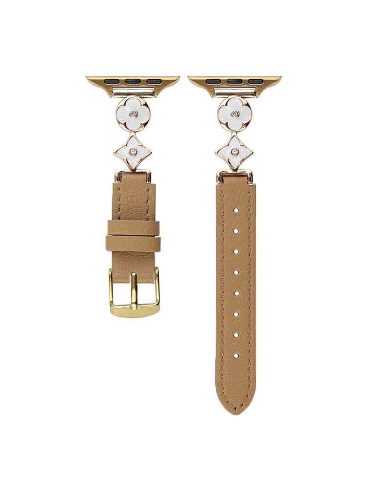 Retro Pattern Connecting Buckle Leather Apple Watch Band - Tatanband