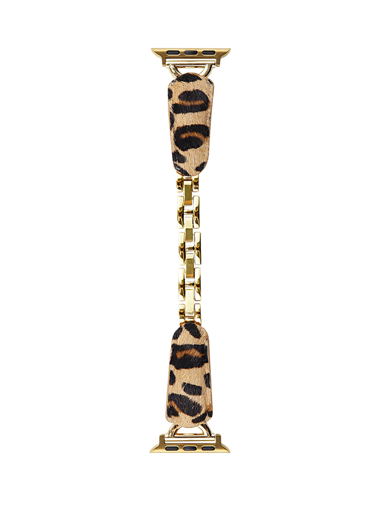 D-shaped Buckle Bracelet Leopard Leather Band