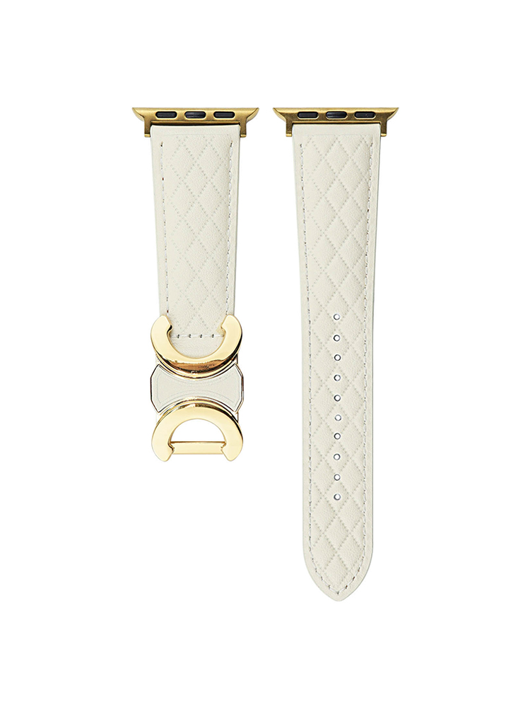Double C Diamond Check Leather Apple Watch Band - Tatanband