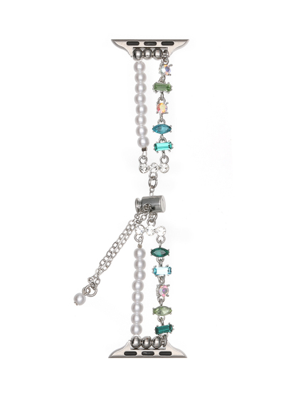 Double Chain Pearls with Mixed Zircon Stainless Steel Band