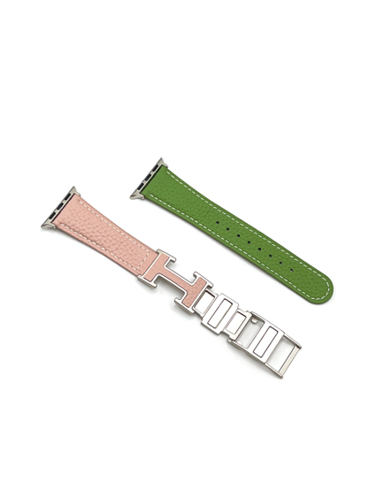 Litchi Pattern H Magnetic Buckle Leather Band