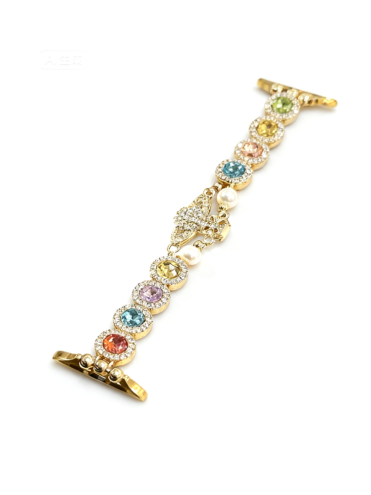 Colorful Diamonds with Saturn Stainless Steel Band for Apple Watch