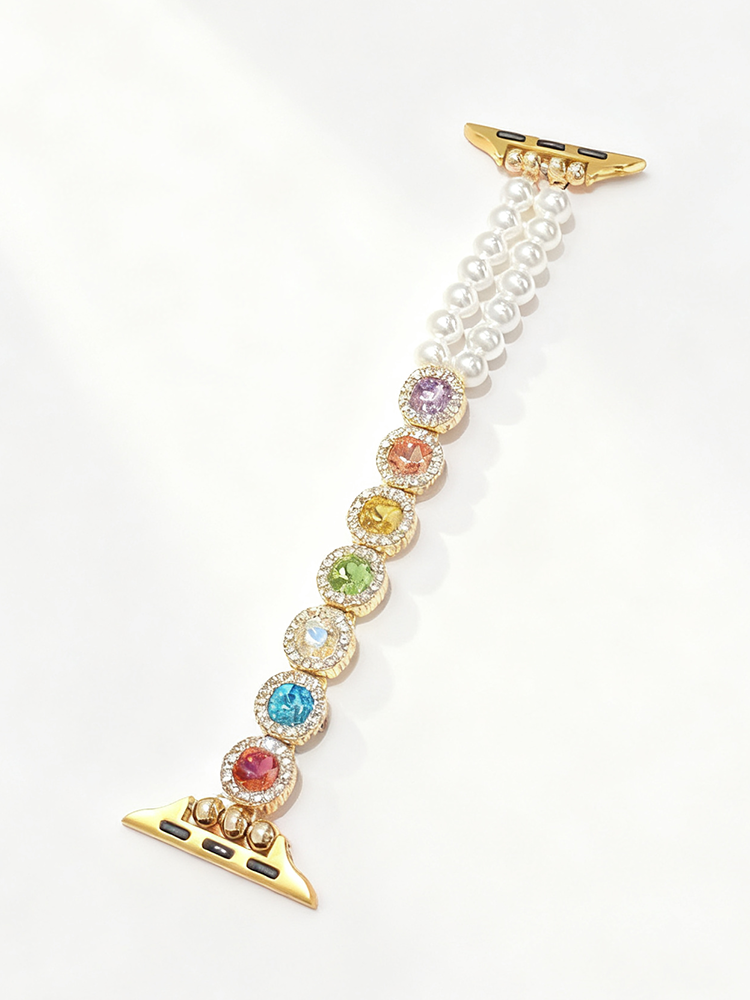 Pearl with Colorful Diamonds Metal Band for Apple Watch