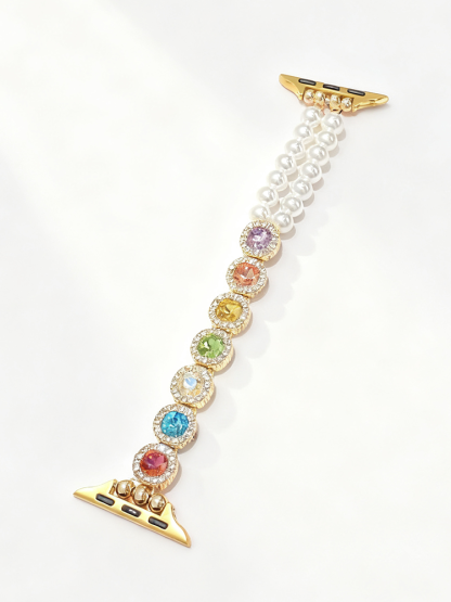 Pearl with Colorful Diamonds Metal Band for Apple Watch