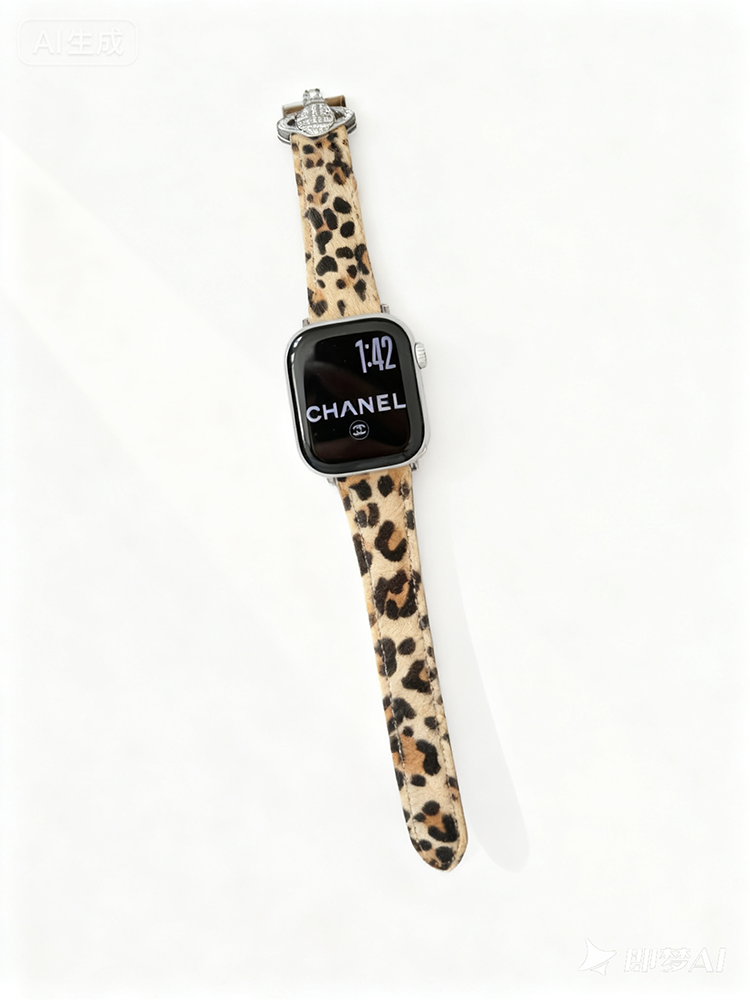 Saturn Magnetic Buckle Leopard Leather Band for Apple Watch