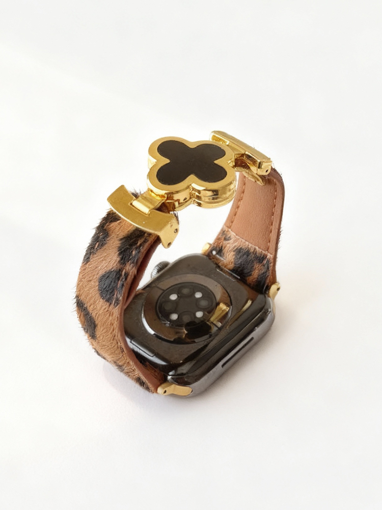 Clover Magnetic Leopard Leather Band for Apple Watch