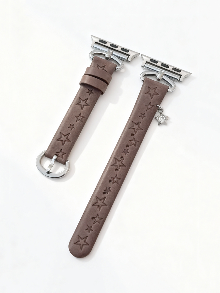 Star Print with Charm Leather Band for Apple Watch