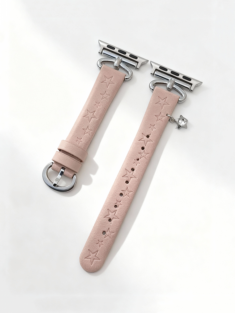 Star Print with Charm Leather Band for Apple Watch