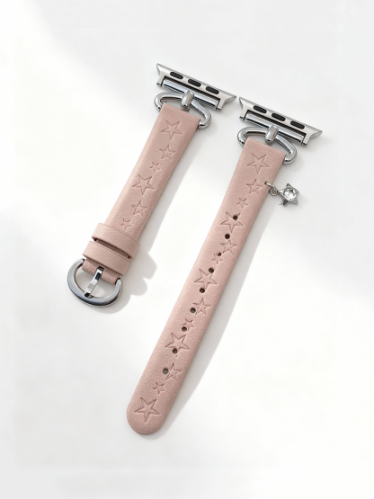 Star Print with Charm Leather Band for Apple Watch