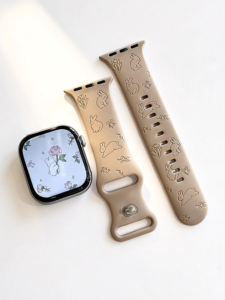 Easter Series Brown Cute Bunny Silicone Band for Apple Watch