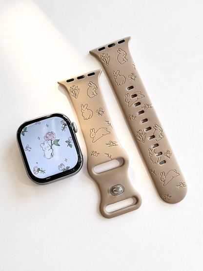 Easter Series Brown Cute Bunny Silicone Band for Apple Watch